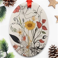 Woman Flower Pattern Ornament (oval) by pakminggu