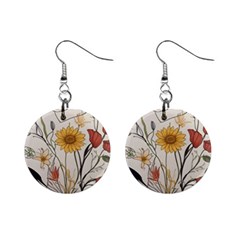 Woman Flower Pattern Mini Button Earrings by pakminggu