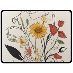 Woman Flower Pattern Fleece Blanket (large) by pakminggu