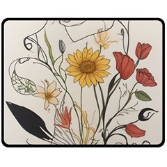 Woman Flower Pattern Fleece Blanket (medium) by pakminggu