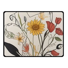 Woman Flower Pattern Fleece Blanket (small) by pakminggu