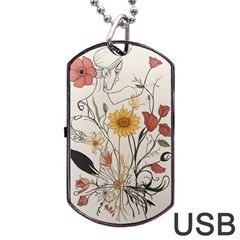 Woman Flower Pattern Dog Tag Usb Flash (two Sides) by pakminggu