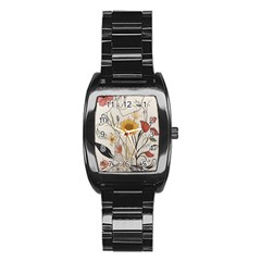 Woman Flower Pattern Stainless Steel Barrel Watch by pakminggu