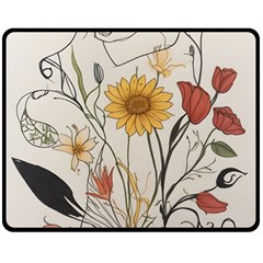 Woman Flower Pattern Two Sides Fleece Blanket (medium) by pakminggu