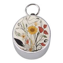 Woman Flower Pattern Mini Silver Compasses by pakminggu