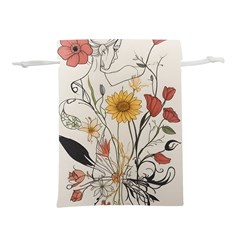 Woman Flower Pattern Lightweight Drawstring Pouch (l) by pakminggu