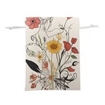 Woman Flower Pattern Lightweight Drawstring Pouch (L) Front