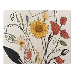 Woman Flower Pattern Premium Plush Fleece Blanket (large) by pakminggu