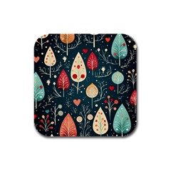 Christmas Tree Pattern Rubber Square Coaster (4 Pack) by pakminggu