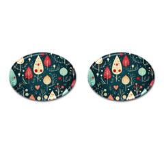 Christmas Tree Pattern Cufflinks (oval) by pakminggu