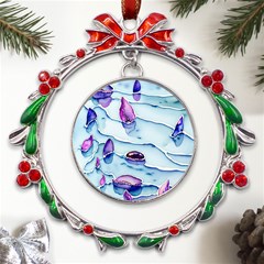 Water Tide Gemstone Metal X mas Wreath Ribbon Ornament by pakminggu