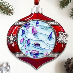 Water Tide Gemstone Metal Snowflake And Bell Red Ornament by pakminggu