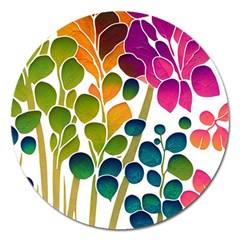 Plants Leaves Colorful Magnet 5  (round) by pakminggu