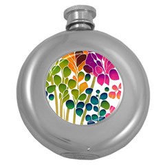 Plants Leaves Colorful Round Hip Flask (5 Oz) by pakminggu