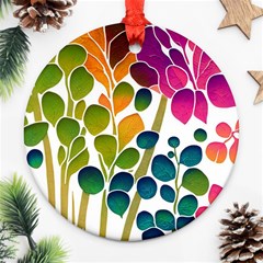 Plants Leaves Colorful Round Ornament (two Sides)