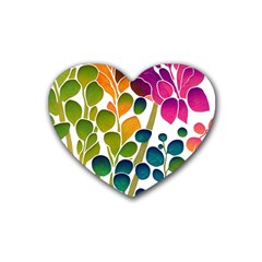 Plants Leaves Colorful Rubber Heart Coaster (4 Pack) by pakminggu