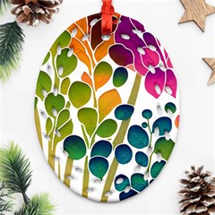 Plants Leaves Colorful Oval Filigree Ornament (two Sides)