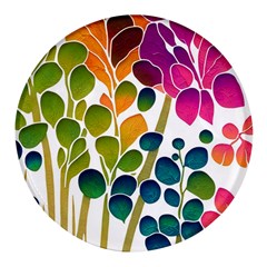 Plants Leaves Colorful Round Glass Fridge Magnet (4 Pack)