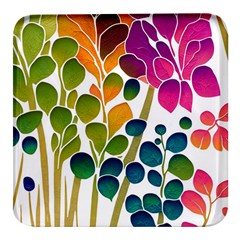 Plants Leaves Colorful Square Glass Fridge Magnet (4 Pack) by pakminggu