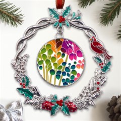 Plants Leaves Colorful Metal X mas Wreath Holly Leaf Ornament by pakminggu