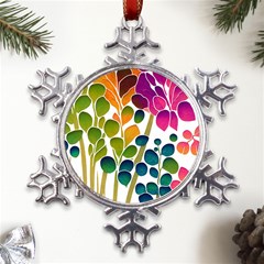 Plants Leaves Colorful Metal Large Snowflake Ornament by pakminggu