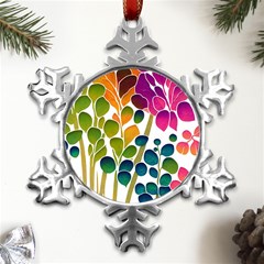 Plants Leaves Colorful Metal Small Snowflake Ornament