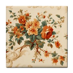 Flowers Leaves Swirl Plant Tile Coaster