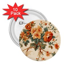 Flowers Leaves Swirl Plant 2.25  Buttons (10 pack) 