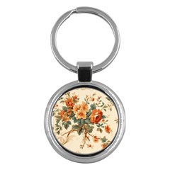 Flowers Leaves Swirl Plant Key Chain (Round)