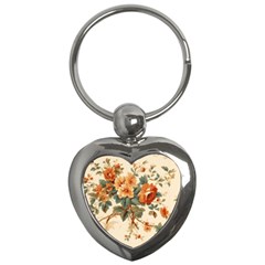 Flowers Leaves Swirl Plant Key Chain (Heart)