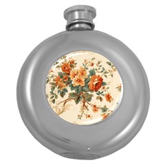 Flowers Leaves Swirl Plant Round Hip Flask (5 oz)