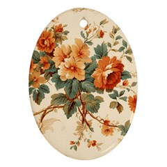 Flowers Leaves Swirl Plant Oval Ornament (Two Sides)