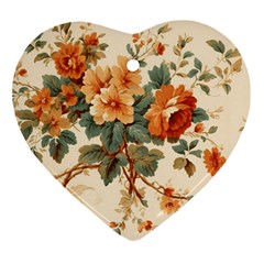 Flowers Leaves Swirl Plant Heart Ornament (Two Sides)