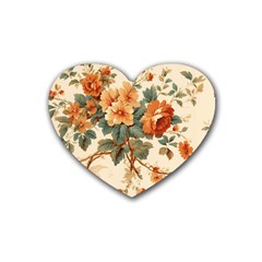 Flowers Leaves Swirl Plant Rubber Coaster (Heart)