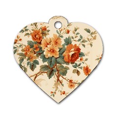 Flowers Leaves Swirl Plant Dog Tag Heart (One Side)