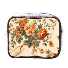 Flowers Leaves Swirl Plant Mini Toiletries Bag (One Side)