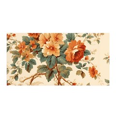 Flowers Leaves Swirl Plant Satin Wrap 35  x 70 