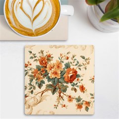 Flowers Leaves Swirl Plant UV Print Square Tile Coaster 