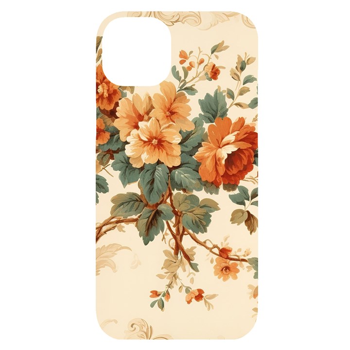 Flowers Leaves Swirl Plant iPhone 14 Plus Black UV Print Case