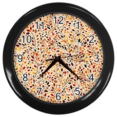 Autumn Leaves Pattern Wall Clock (black) by pakminggu