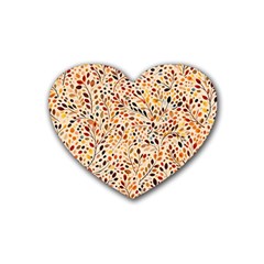 Autumn Leaves Pattern Rubber Heart Coaster (4 Pack) by pakminggu