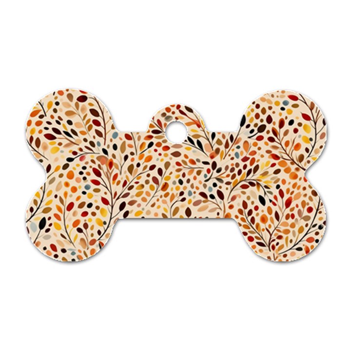 Autumn Leaves Pattern Dog Tag Bone (Two Sides)