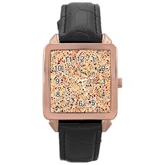 Autumn Leaves Pattern Rose Gold Leather Watch  by pakminggu