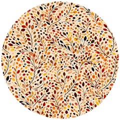 Autumn Leaves Pattern Wooden Puzzle Round by pakminggu