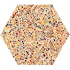 Autumn Leaves Pattern Wooden Puzzle Hexagon by pakminggu