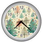 Christmas Tree Wall Clock (Silver) Front