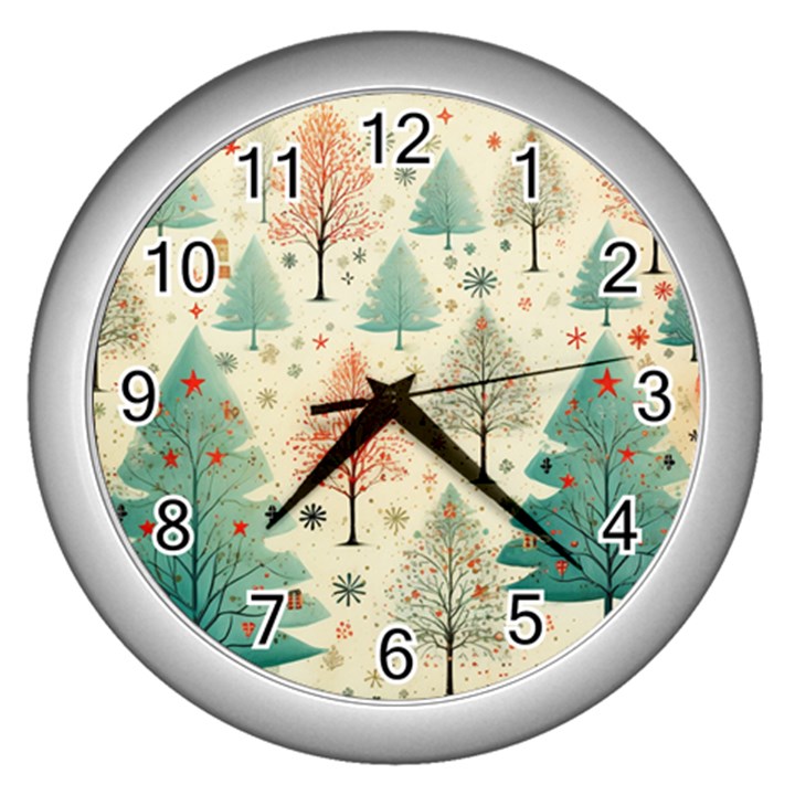 Christmas Tree Wall Clock (Silver)