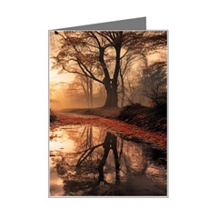 Trees Sunset Mist Mini Greeting Card by pakminggu