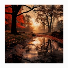 Trees Sunset Mist Medium Glasses Cloth (2 Sides) by pakminggu