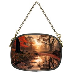 Trees Sunset Mist Chain Purse (two Sides)